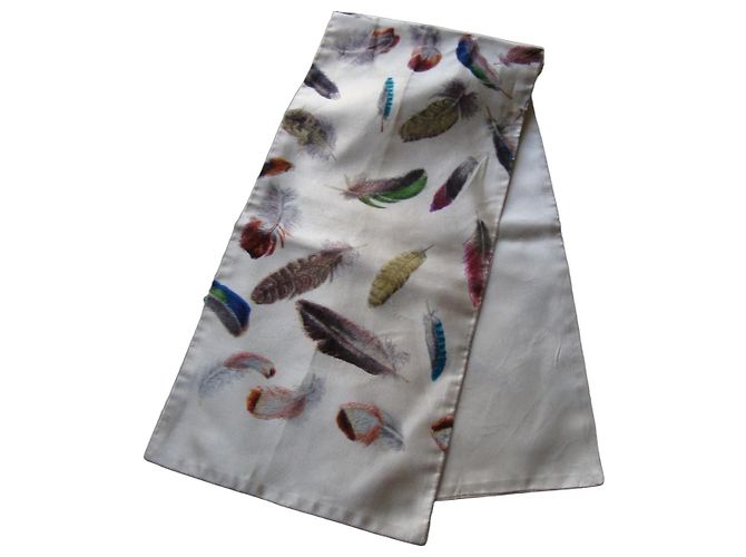 Hermès Paris Multicolored Feather Silk Scarf