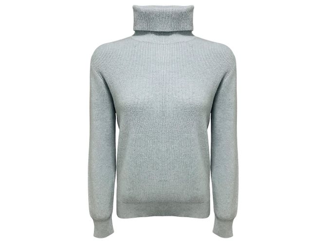 Brunello Cucinelli hellblauer Kaschmir-Rollkragenpullover mit Monili