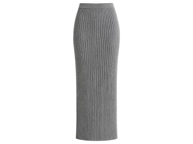 Weekend Max Mara Falda Midi Plisada de Lana Gris