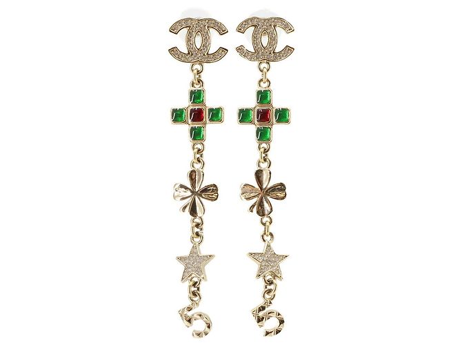 Orecchini Chanel Coco Mark Rhinestone Clover Star Swing