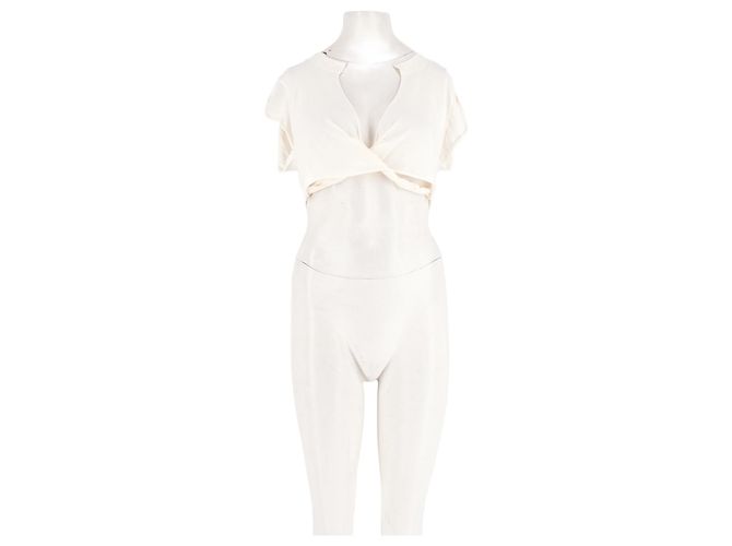 Autre Marque Top cropped de algodão branco SKIMS com decote em V