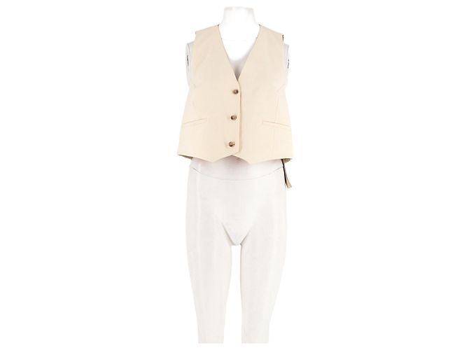 Ba&Sh Kurze Strickjacke aus Baumwolle Beige