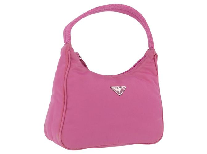 PRADA Bolsa de mão Nylon Rosa Prateada