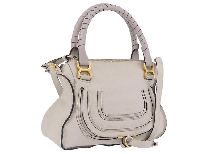 Chloé Bolsa de Ombro Chloe Marcie em Couro Cinza e Dourado
