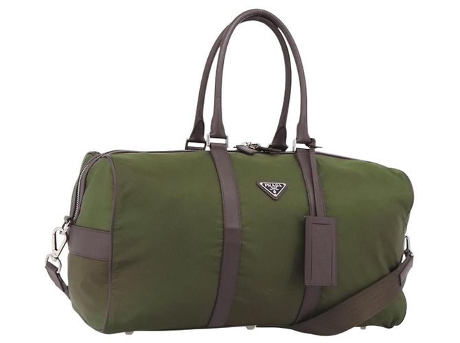 PRADA Bolso Boston Nylon Khaki Silver