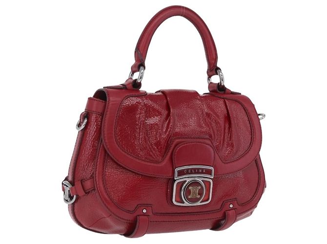 Céline CELINE Boogie Bag Handtasche Lackrot Silber