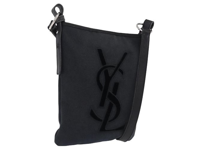 Autre Marque Saint Laurent Shoulder Bag Canvas Black Silver
