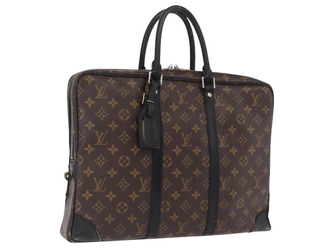 LOUIS VUITTON Monogram Macassar Porte Documents Voyage Bag M52005 LV