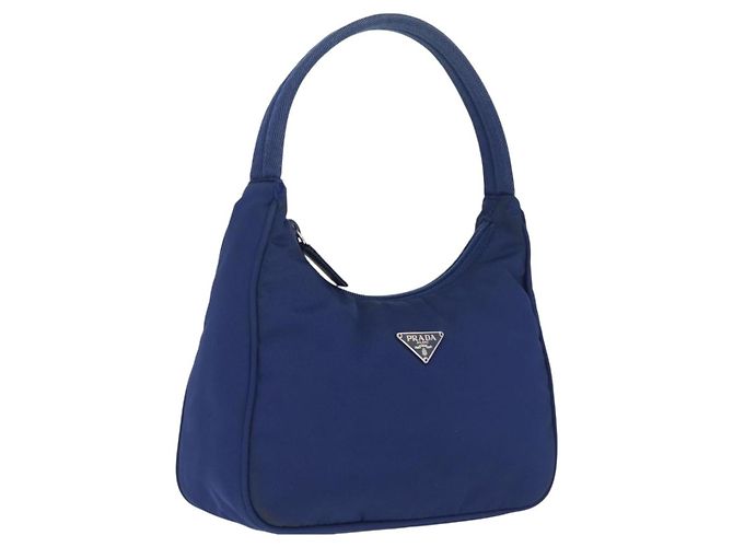 PRADA Pochette à main Nylon Bleu Argent