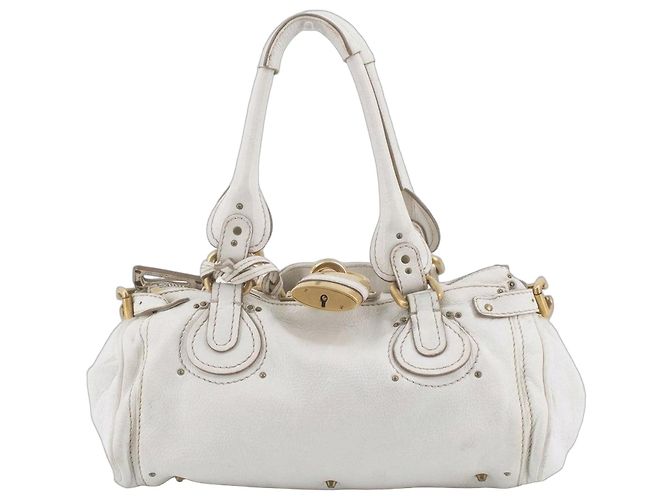 Chloé Bolsa Chloe Paddington em couro branco