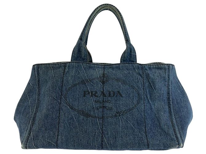 Saco Tote Prada Canapa em denim