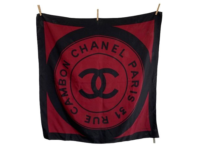 Lenço de seda Chanel 31 RUE CAMBON Coco Mark