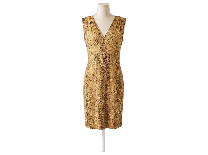 Tory Burch Vestido de seda estampado de pitón marrón