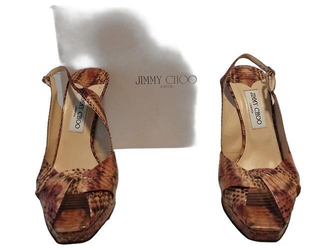 Jimmy Choo Peep-Toe Pumps aus rosa Pythonleder