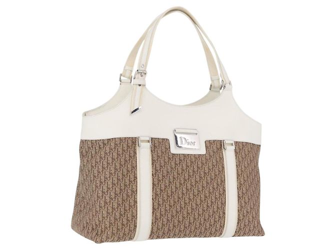 Borsa Christian Dior Trotter Canvas Beige Argento