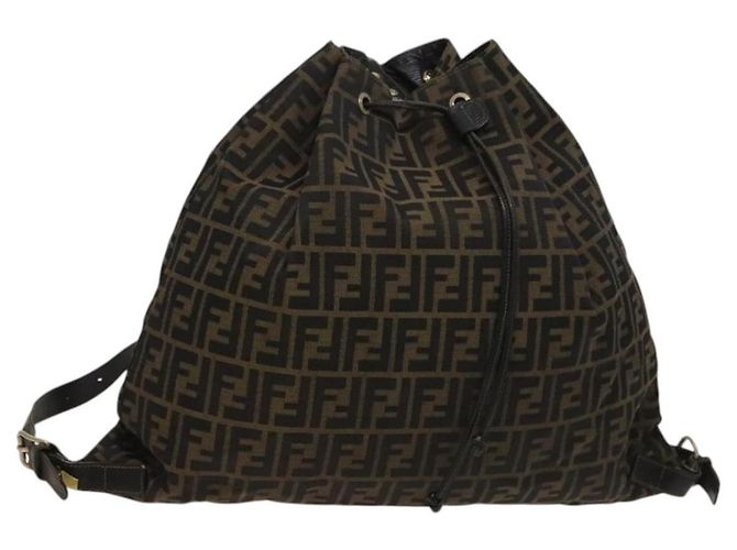 Fendi Zucca Canvas Sac à Dos Marron Noir