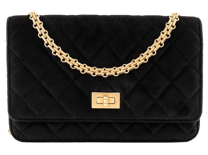CHANEL - Borsa a tracolla Wallet On Chain 2.55 in velluto nero
