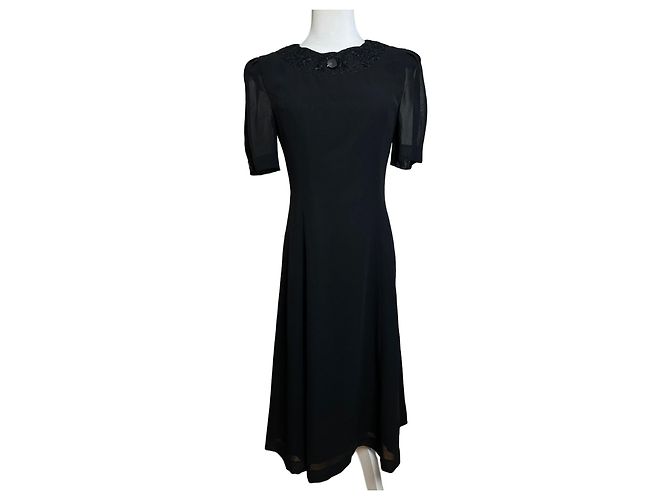 Vintage Chloé Kleid mit Spitzenbesatz Schwarz 7AR