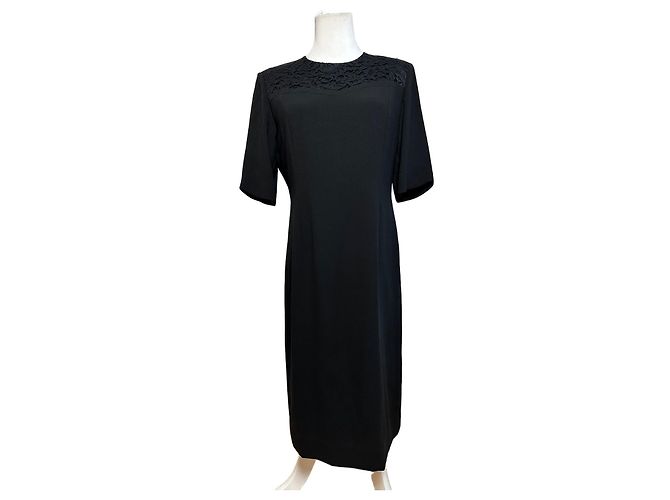 Vintage Chloé Kleid mit schwarzem Spitzen-Overlay L