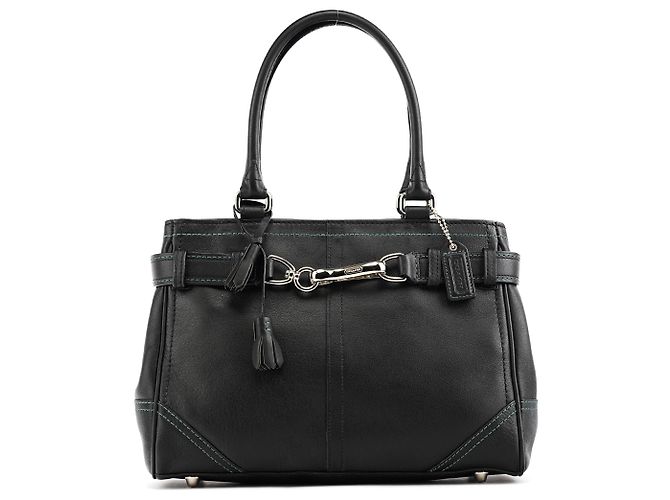 Coach  mala Hamptons 8A70 em couro liso preto