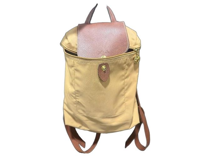 Longchamp Le Pliage Nylon Leather Backpack Beige