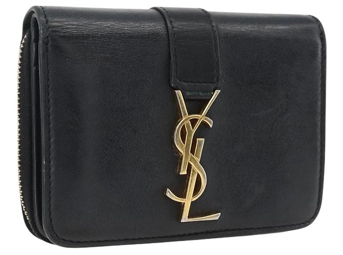 Autre Marque SAINT LAURENT Cartera Cuero Negro Oro Auth bs33776 - Jerrillo