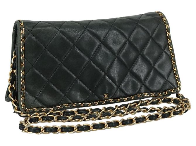 CHANEL Chain Shoulder Bag Leather Black CC Auth 106420 - Jerrillo
