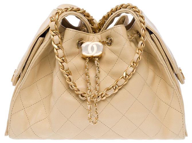 Bolsa CHANEL em Couro Bege - 104054