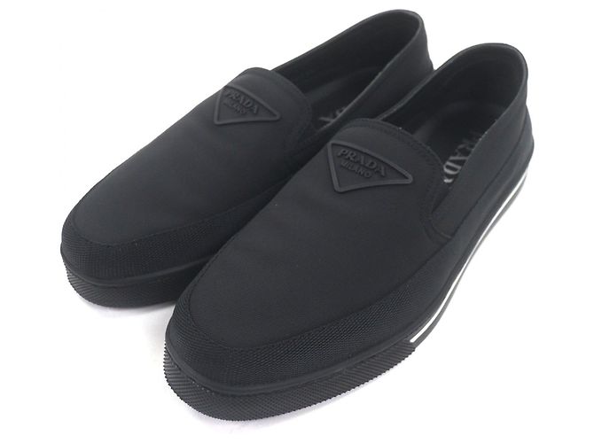 Mocassini Prada in nylon nero