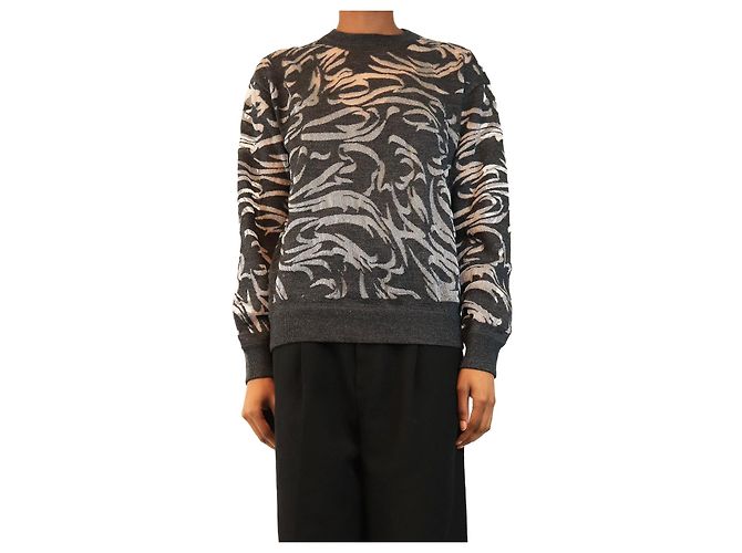 Alexander Wang Pull en maille transparente jacquard gris - size XS