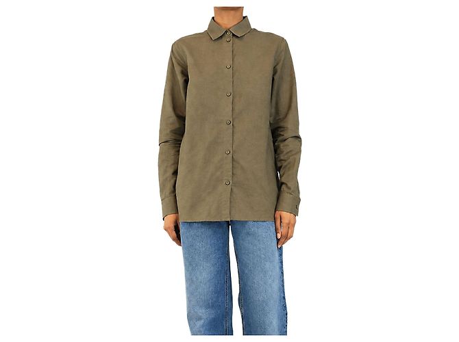 Autre Marque Camicia in lino marrone - size UK 6