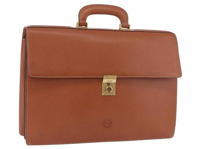 LOEWE Briefcase Leather Brown Gold