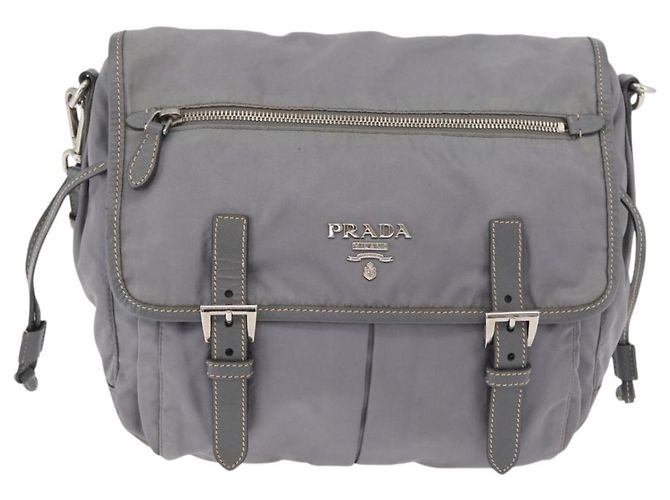 PRADA Shoulder Bag Nylon Gray Silver