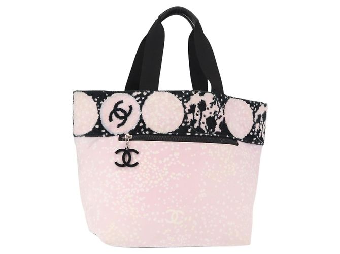 CHANEL Tote Bag Canvas Rosa Plata CC