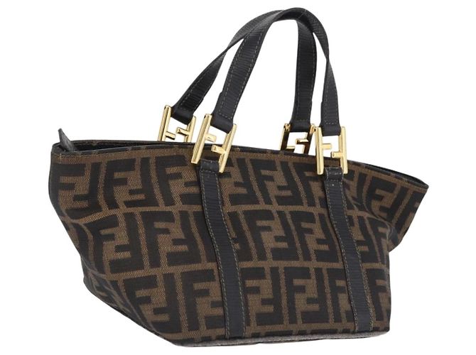FENDI Zucca Canvas Handtasche Schwarz Braun