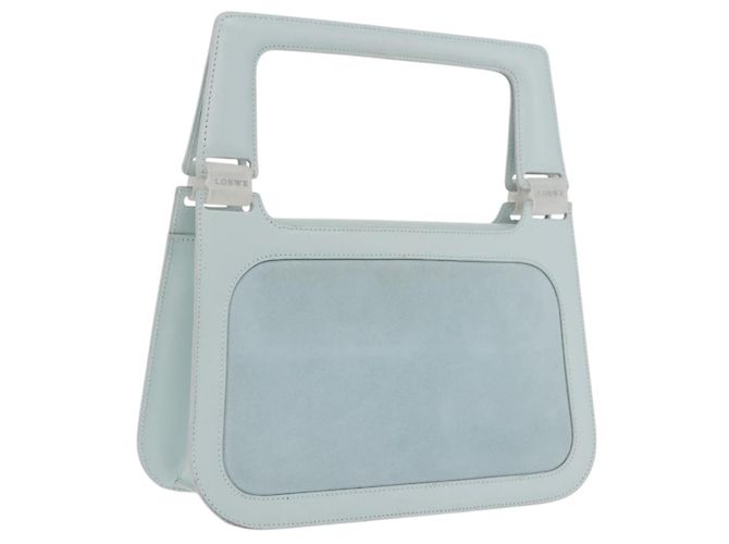 LOEWE Sac à main daim bleu clair or