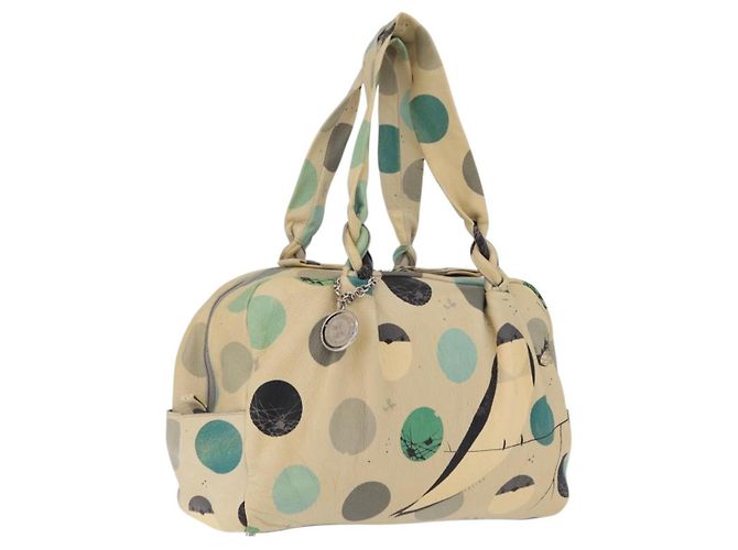 Céline CELINE Boston Bag Leather Beige Silver