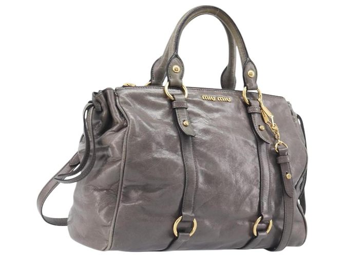 Miu Miu Handtasche Leder 2way Grau Gold
