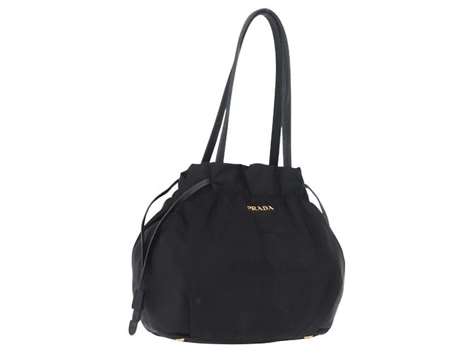 PRADA Tote Bag Nylon Black Gold