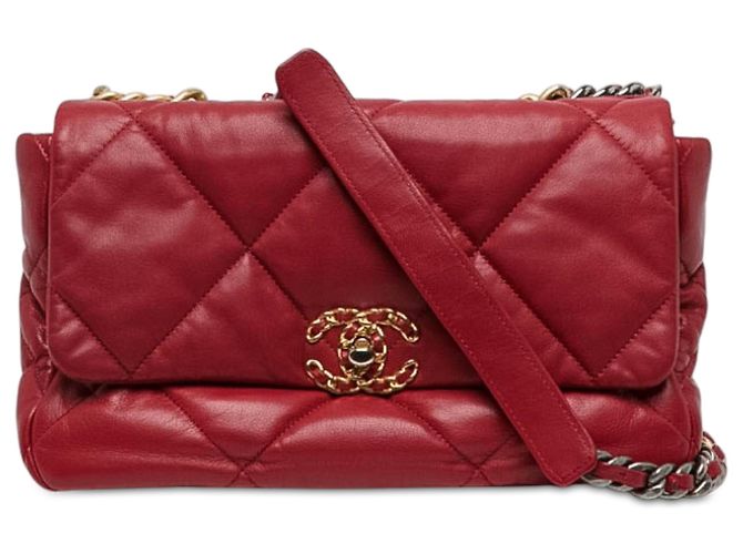 Chanel 19 Flap Large in pelle d'agnello rossa