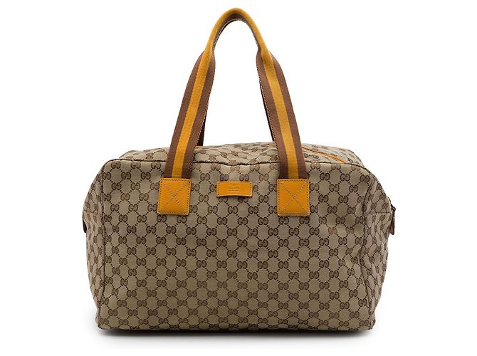 Mala de Viagem Gucci em Lona GG Bege com Web