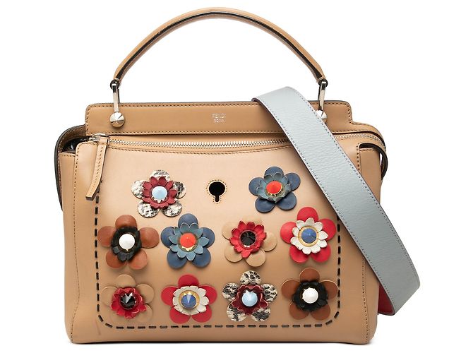 Bolsa Fendi Flowerland Dotcom Medium em couro marrom
