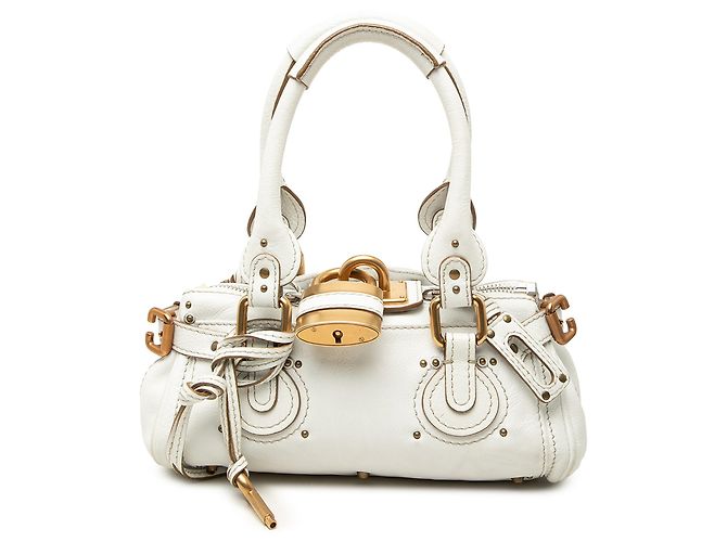 Mini sac à main Paddington en cuir blanc Chloé
