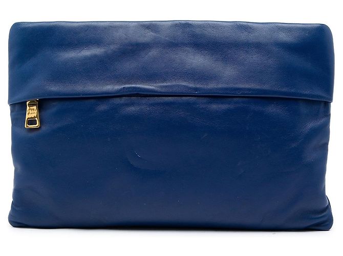 Clutch Prada Blue Soft Calf Fold Over