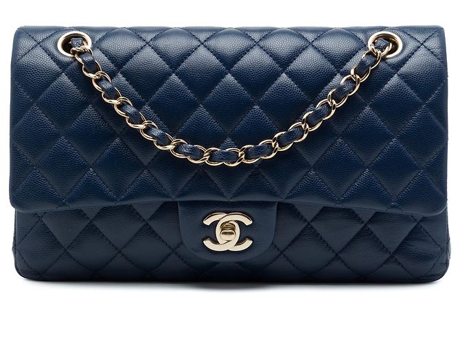Chanel Blue Medium Classic Caviar Double Flap
