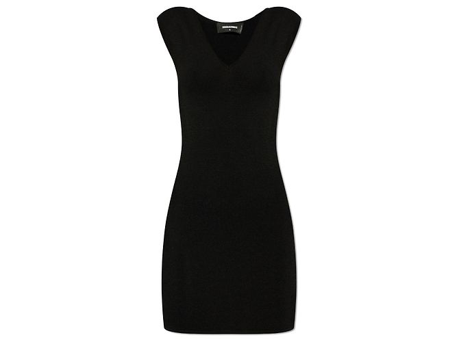 Dsquared2 Schwarzes Kleid mit V-Ausschnitt
