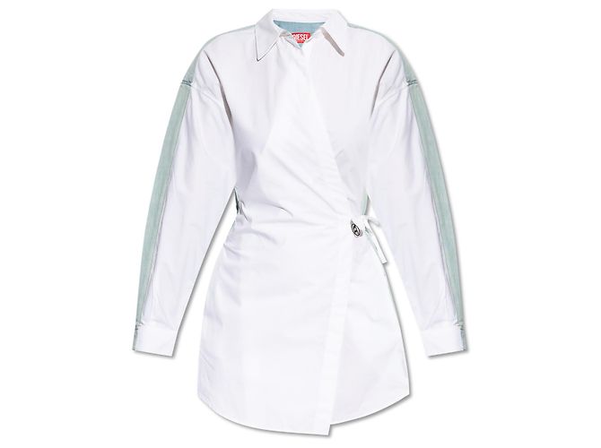Diesel D-ELPHI-DEN Kleid weiß aus Baumwolle