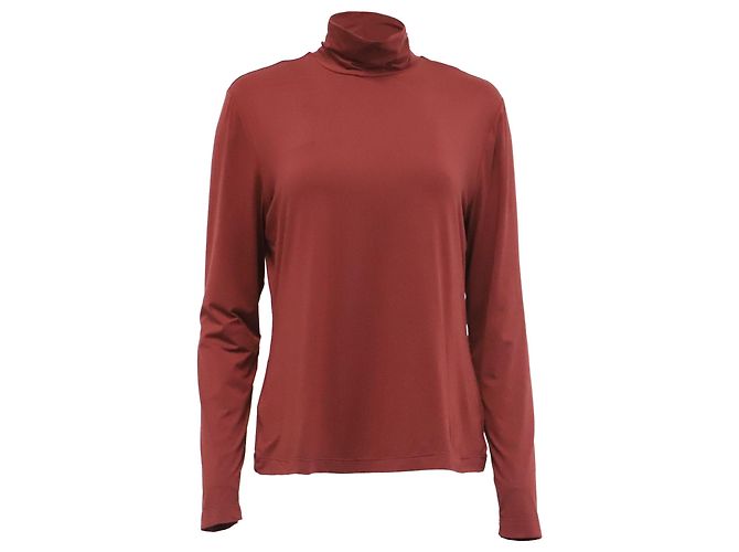 Autre Marque Top de manga comprida e gola alta St. John em nylon Rust Orange