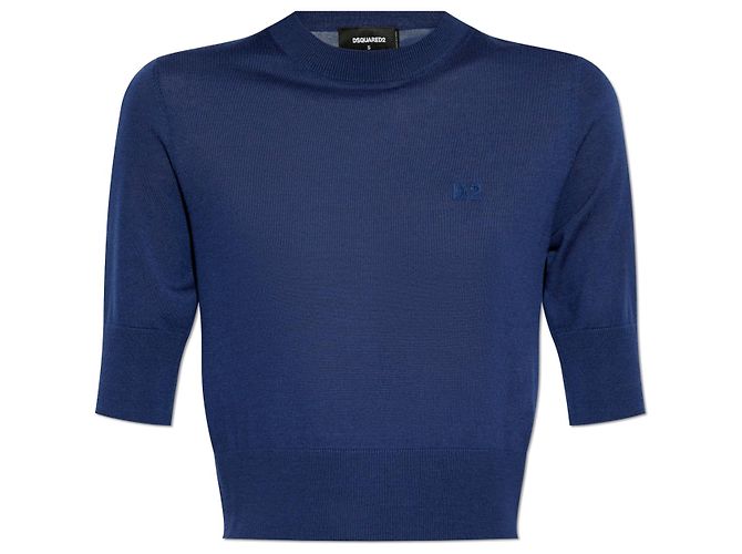 Dsquared2 Woll-Top mit besticktem Logo