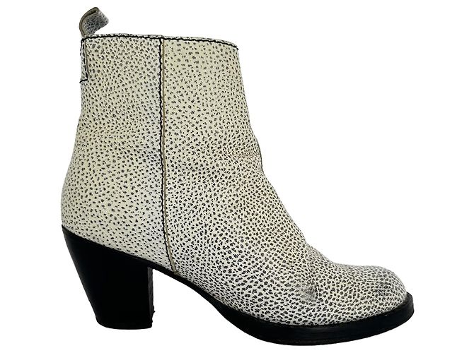 Bottines à fermeture éclair texturées Acne Studios en cuir blanc